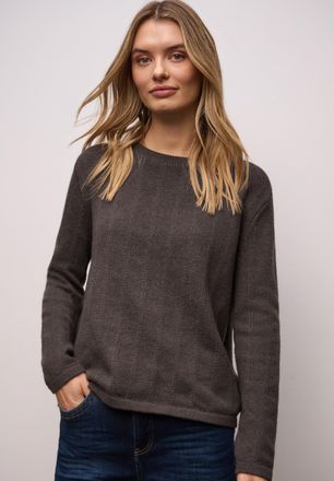 Street One Strickpullover STREET ONE, Damen, Gr. 36, rustic braun meliert, Strick, Obermaterial: 37% Polyacryl, 29% Baumwolle, 29% Polyester, 5% Nylon, h&uuml;ftlang,
