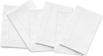 Solino Home Cotton Linen Hemstitch Dinner Napkins Set of 6, 20 x 20 Inch for Dining Table, Holiday and Everyday Table Decor in White at Nordstrom