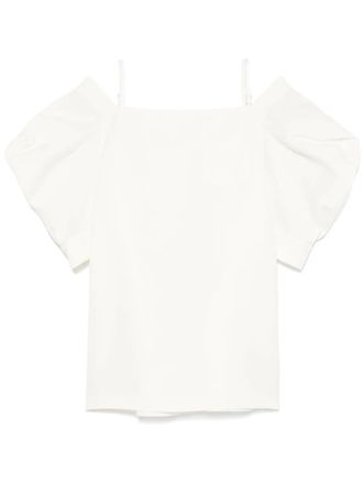 sacai cold-shoulder mini dress - White