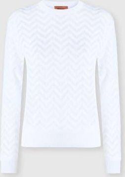 Missoni Crew-neck Stretch Pullover In Cotton And Viscose Chevron in White at Nordstrom, Size 42 It