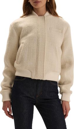 Favorite Daughter The Boucl&eacute; Studio Bomber Jacket in Ivory at Nordstrom, Size X-Large
