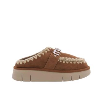 Mou Schoenen, Dames, Bruin, 38 EU, Leer, Bounce Clog Metal Logo