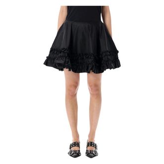 Ganni Short Skirts, female, Black, Size: XS Mini Skirt Duchesse