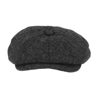 Barbour Fyne Tweed Baker Boy Cap - Heren - Accessoires - Grijs - Maat: XL Tweed