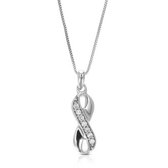 Vir Jewels 1/14 cttw Lab Grown Diamond Infinity Pendant Necklace in Sterling Silver with Chain For Women