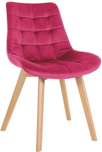 Chaise De Salle à Manger Brook En Velours Piqué - Design Scandinave, Pieds En Bois, Couleur Crème, Charge Max 150 Kg