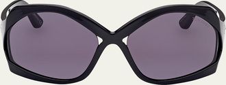 Tom Ford Cheyenne Cross-Bridge Acetate Butterfly Sunglasses