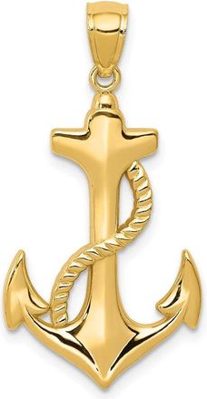 Diamond2Deal 14k Yellow Gold Polished Anchor Rope Pendant
