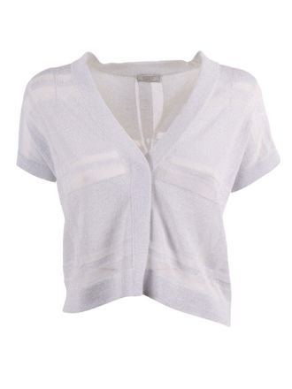 PESERICO Checkered Cropped Boxy Knitted Sweater