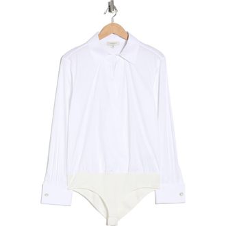 Lafayette 148 New York Collared Wrap Front Bodysuit in White at Nordstrom Rack, Size X-Large