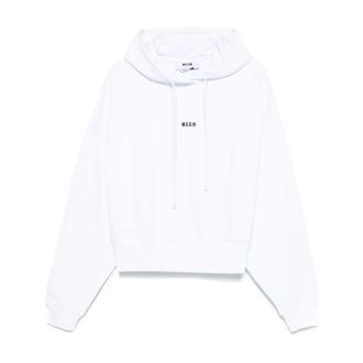 Msgm Hoodies, female, White, Size: XS Casual Cotton Sweatshirt