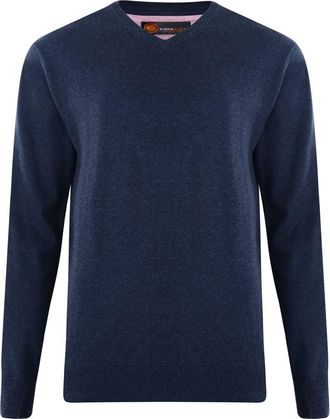 KAM V-Neck Ls Knit (Kbs55) in Navy in 3XL