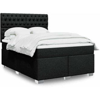 vidaXL Vidaxl - Cama Box Spring Con Colch&oacute;n Tela Negro 140x190 Cm