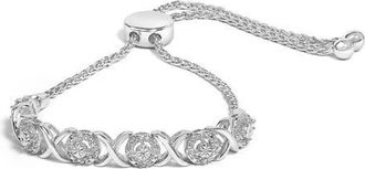 House of Brilliance Silver 1/6 Cttw Diamond X and O Bolo Bracelet in White at Nordstrom