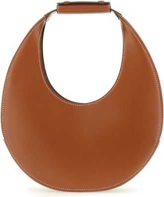 Staud Neutrals Moon Crescent-Shaped Leather Shoulder Bag
