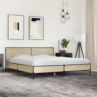vidaXL Vidaxl - Estructura Cama Madera Ingenier&iacute;a Metal Roble Sonoma 200x200 Cm