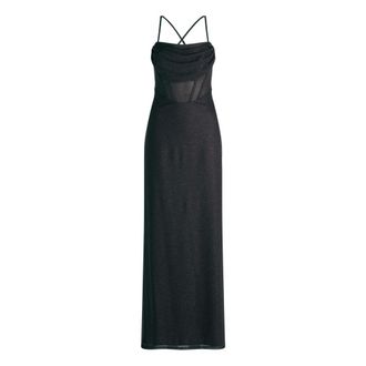 Vera Mont Kleedjes, Dames, Blauw, XS, Leer, Getailleerde Maxi Avondjurk