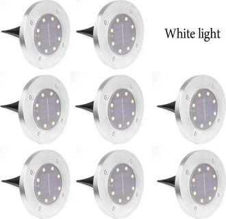 No Brand Un Juego De 8 Luces Solares Led De Acero Inoxidable Resistentes Al Agua Es Perfecto Para Jardines Y Patios