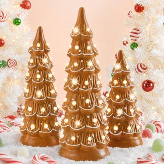 Best Choice Products Set of 3 Pre-Lit Hand-Painted Ceramic Tabletop Christmas Trees