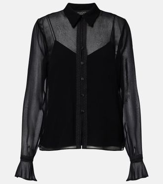 Gucci Camisa de georgette de seda con encaje