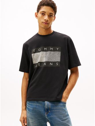 Tommy Hilfiger Mens Tommy Jeans Weathered Flag Logo T-Shirt - Black - XXL