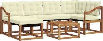 vidaXL Conjunto De Sof&aacute;s De Exterior 7 Uds. Natural Y Crema Vidaxl