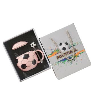 OEM Taza De Caf&eacute; Con Tem&aacute;tica De F&uacute;tbol, 414 Ml (14 Oz) - Caja De Regalo Rosa