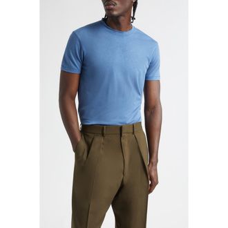 Tom Ford Short Sleeve Crewneck T-Shirt in Denim Blue at Nordstrom, Size 42 Us