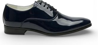 Infinity Leather Formele herenschoenen in marineblauw lakleer (PU) Oxford-model