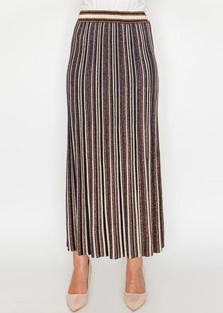 YAL New York Shimmer Stripe Pleated Skirt