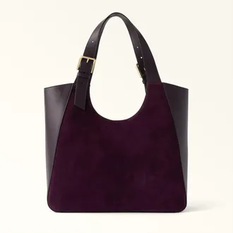 Furla Dora Borsa Shopping L Toni Winter Bloom Viola Camoscio + Pelle Di Vitello Sidney Donna