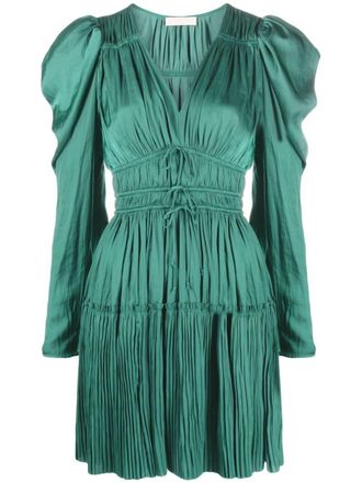 Ulla Johnson Lu pliss&eacute;-effect minidress - women - Polyester - 4 - Green