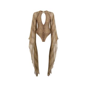 Roberto Cavalli One-piece, female, Brown, Size: XS Baby Jaguar Print One-Piece Swimsuit
