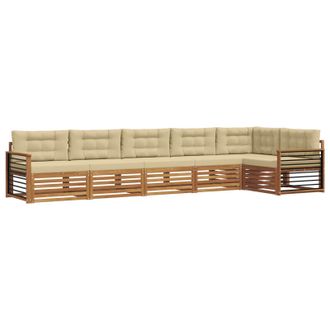 vidaXL Conjunto De Sof&aacute;s De Exterior Con Coj&iacute;n 6 Pcs Natural Y Beige Vidaxl