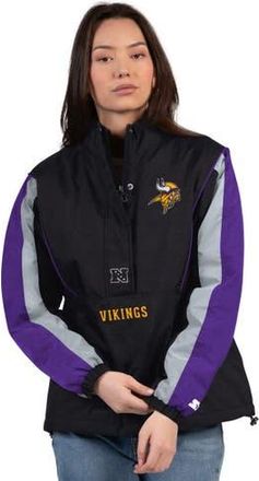 Starter Womens Starter Black/Purple Minnesota Vikings Thursday Night Gridiron Half-Zip Jacket at Nordstrom, Size Xx-Large