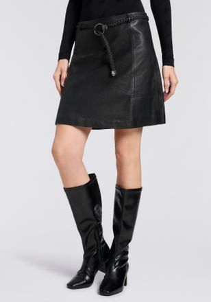 Mauritius Lederrock MAURITIUS GWHalie, Damen, Gr. 3XL, schwarz, Obermaterial: 100% Schafsleder. Futter: 100% Polyester, unifarben, regular fit knieumspielend, R