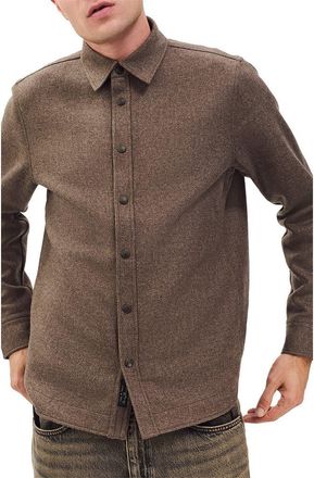 Rag & Bone Chelsea Wool Blend Flannel Snap-Up Shirt Jacket in Brown at Nordstrom, Size Xx-Large