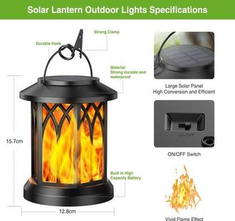 OEM Iluminaci&oacute;n Solar Para Jard&iacute;n, 1 Pieza, Farol De Jard&iacute;n, Iluminaci&oacute;n Solar Para Jard&iacute;n, Iluminaci&oacute;n Exterior, Efecto Llama, Resistente Al Agua