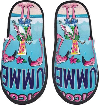 Generic Beach Flamingo Trio Men Women Slippers Lightweight House Shoes Slip On Sliders For Bedroom Outdoor Winter M