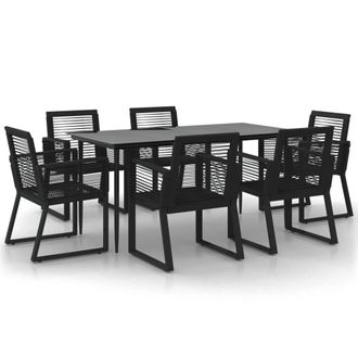 Berkfield Home 7 Piece Garden Dining Set Black PVC Rattan