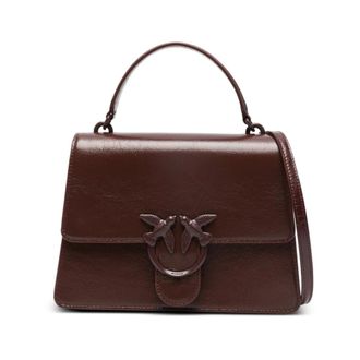 Pinko Handbags, female, Red, Size: ONE SIZE Top Handle Logo Plaque Detachable Shoulder Bag