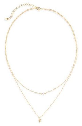 Argento Vivo Faux Pearl & Star Double Strand Chain Necklace in Gold at Nordstrom Rack