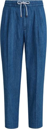 Brunello Cucinelli Broek met trekkoordtaille - Blauw