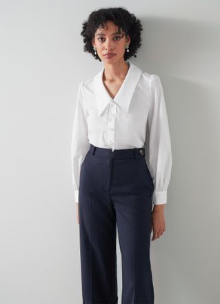 L.k. Bennett Womens Beecham Woven Tops, White - Size 18 UK