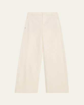 Vince Double-Waistband Wide-Leg Utility Pants