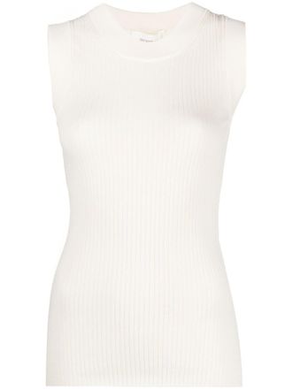 Sportmax ribbed-knit sleeveless top - women - Cotton - L - White