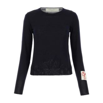 Golden Goose Zwarte wollen trui breiwerk - Dames - Ronde hals truien - Zwart - M - Wol - Truien & Vesten