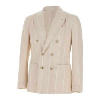 Eleventy Blazers, male, Beige, Size: 2XL Double-Breasted Blazer