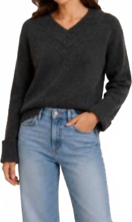Autumn Cashmere V Neck With High Cuff Sweater In Pepper