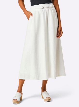 Cr&eacute;ation L Bahnenrock CREATION L PREMIUM, Damen, Gr. 18, beige (ecru), 100% Leinen, unifarben, wadenlang, R&ouml;cke Bahnenrock